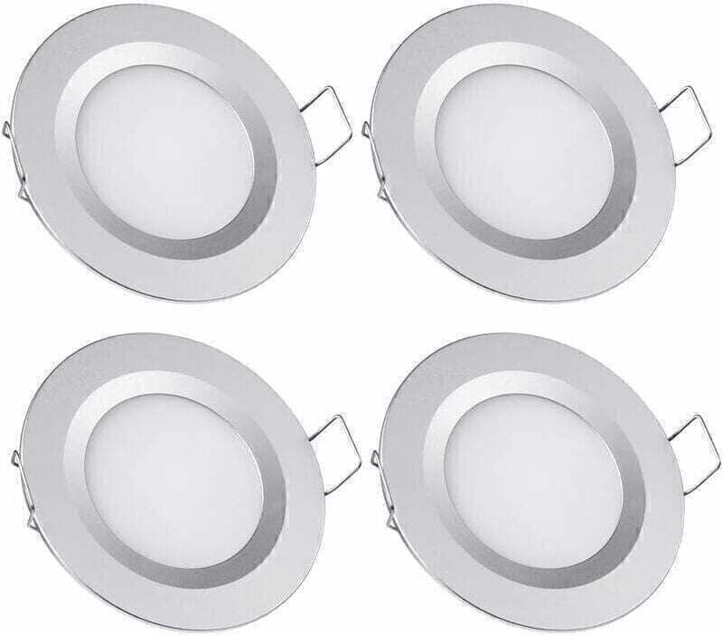 4 x 12 V LED-Einbaustrahler, Loch 58–65 mm, 3 W, 6400 K, Deckeneinbauleuchte für Wohnmobil, Boot, Caravan, Van, Yacht, K...
