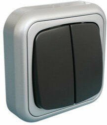 Electro Dh - Doppel-Aufputzschalter 10A/250V silber/grau 36.480/DC/PG 8430552140077