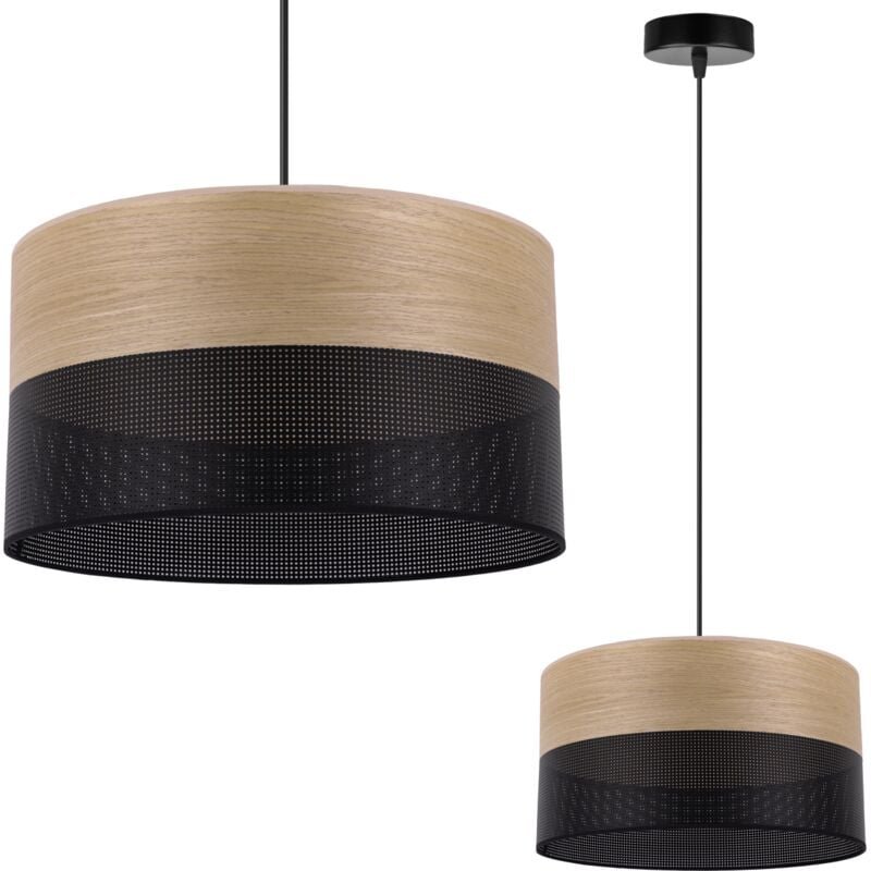 Einzelne Hängelampe, Lampenschirm Aus Goldenem Eichenfurnier, 30 Cm