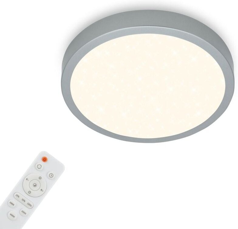 Led Deckenleuchte Sternenhimmel dimmbar Fernbedienung silber Ø28cm Brilo ner