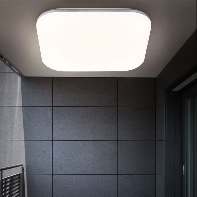 Thumbnail - Led Außen Decken Leuchte eckig Lampe weiß opal Garten Beleuchtung Strahler silber