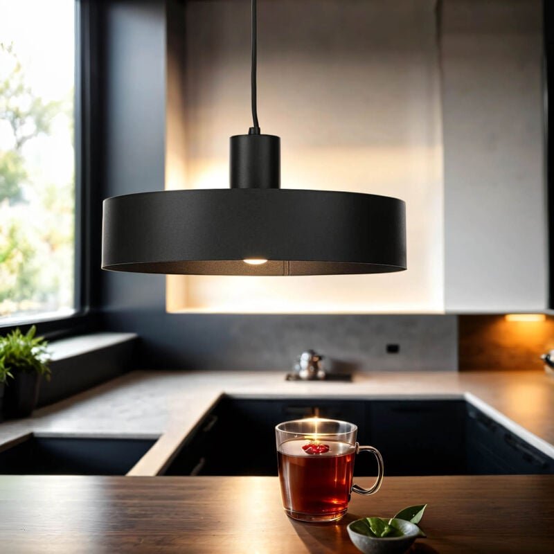 Licht-erlebnisse - Pendelleuchte in Schwarz E27 Metall Retro Hängelampe