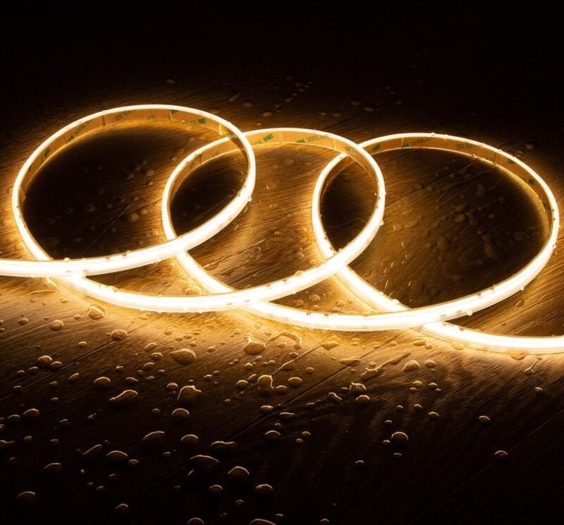 LED-Streifen Dimmbar 220V cob Ohne Gleichrichter Silicone flex 560 LED/m 1250 lm/m IP65 Breite 10mm Schnitt alle 10 cm N...