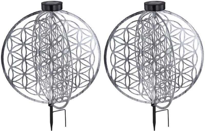 Solarlampe orientalische Dekoleuchte Gartenlampe Lebensblume Solar Solarleuchte für Außen, Metall, Erdspieß, 1x led, LxB...