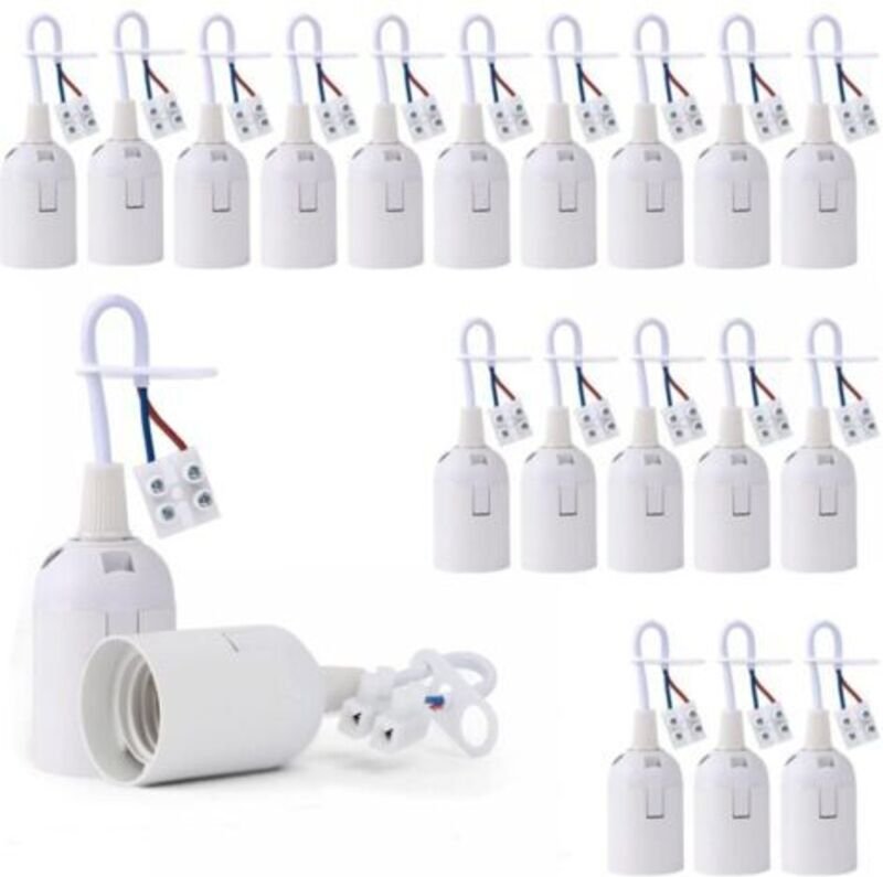 20 Stück E27 Lampenfassung Glühbirnenhalter mit Phasenprüfer, Lichtbasis Hängefassung Baustellenfassung Renovierung Ersa...