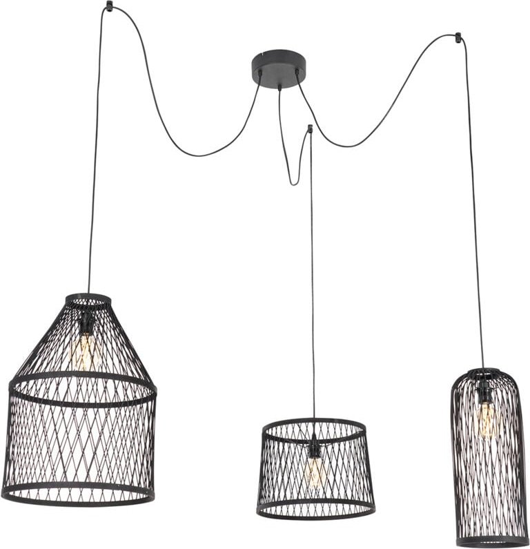 Thumbnail - Smarte Außenpendelleuchte Schwarz Rattan 3-flammig inkl. 3 WiFi G95 - Calamus