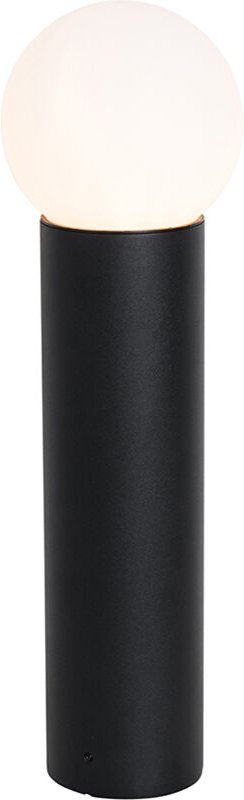 Stehende Außenleuchte schwarz mit Opalglas 50 cm IP44 - Huma