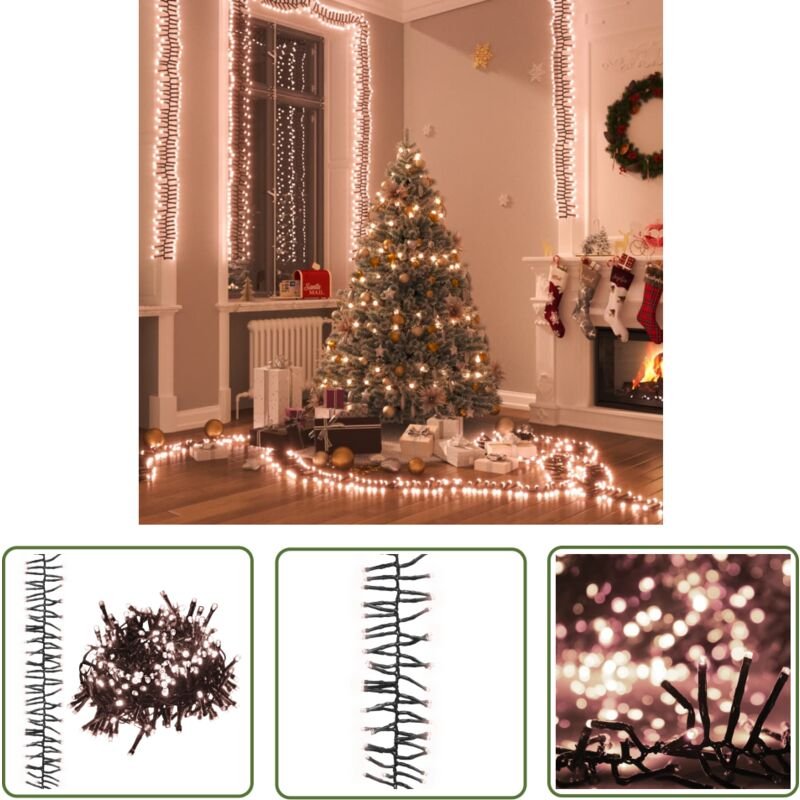 The Living Store - LED-Lichterkette mit 2000 LEDs Warmweiß 17 m pvc - Weihnachtsdeko - LED-Lichtringe - Lichterketten - ...