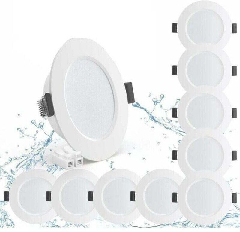 10er-Pack 5W IP44 98mm LED Einbaustrahler, Neutralweiß 4000K Wasserdichte Einbauleuchte 450lm, 25mm Extra Flacher LED St...