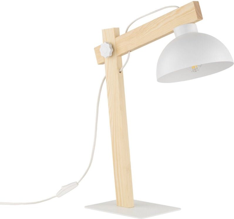 TK Oslo Schreibtischlampe Weiß, Kiefer 1xE27