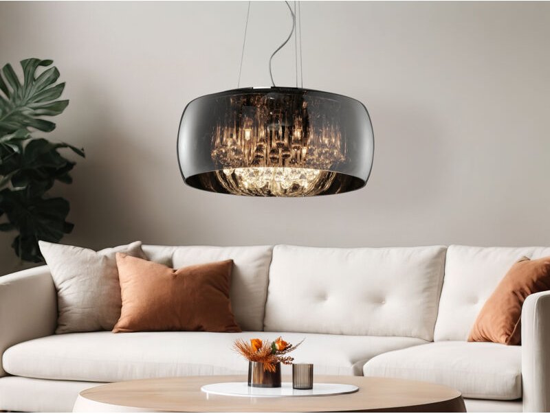 Thumbnail - Kristall Pendelleuchte vapore Glas Chrom verspiegelt & Rauchglas Optik, ø 50cm