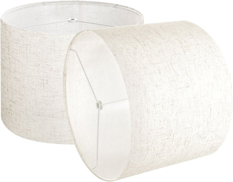 Lampenschirm Trommel 33 x 33 x 25 cm (oben x unter x hoch), 2 Stk. mittelgroße Ersatzschirme aus Leinen + pvc, Lampensch...