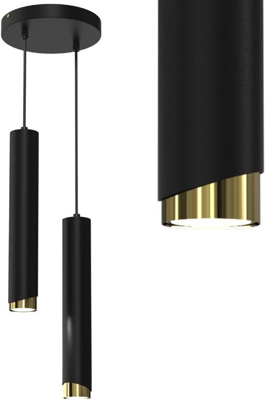 Frei. Gu10-Röhren-Hängelampe, schwarzer Überhang GOLD Ewilight BEVEL