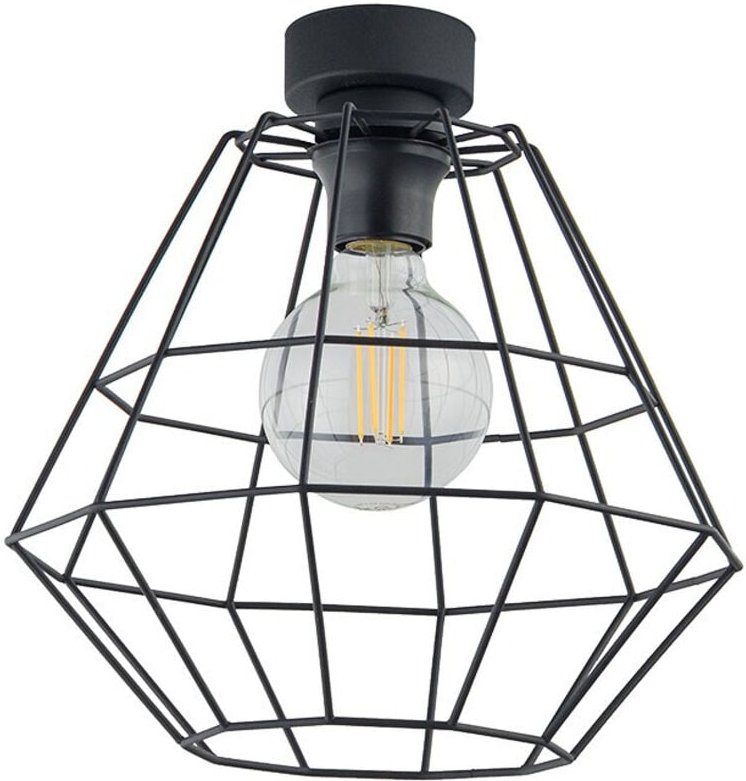TK Diamond Halbbündige Deckenleuchte mit Drahtrahmen, Schwarz, 1 x E27