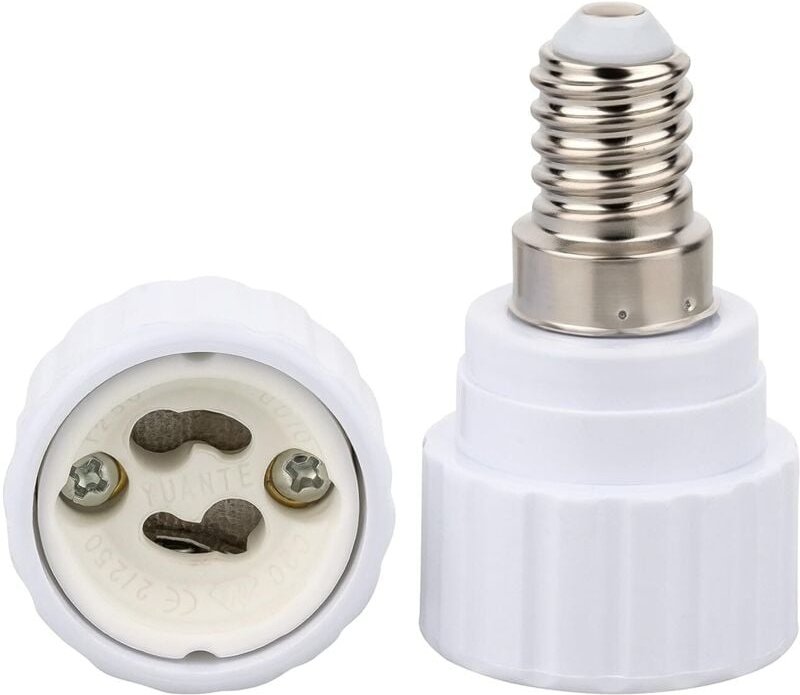 2 Stück E14-Adapterfassung für GU10-Weißlampenfassung, LED-Konverter für Energiesparlampen (max 250 V/2 A), hitzebeständ...