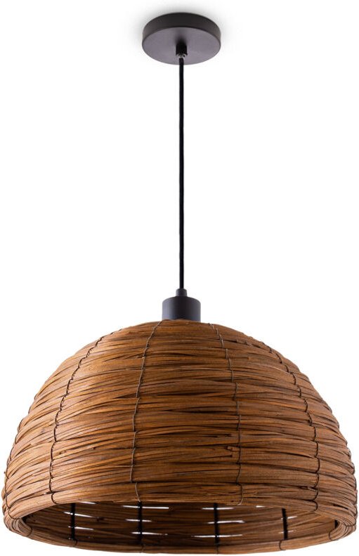 Pendelleuchte Esstischlampe Esszimmer Korb Optik 1,5m Textilkabel Rustikal Boho Pendelleuchte - Schwarz, Braun (Ø36 cm) ...