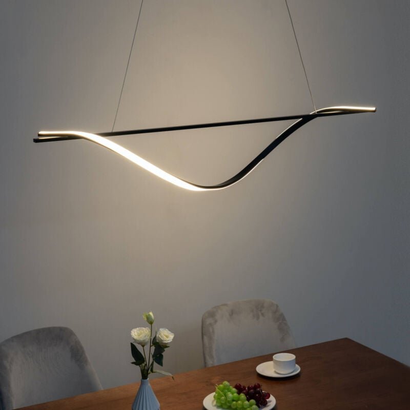 Kosilum - Lange schwarze LED-Hängeleuchte schlanke Welle - Hilda