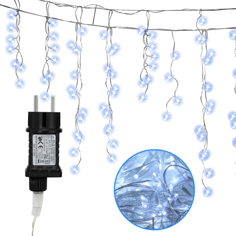 Vingo - swanew 15m 400 led Eisregen Eiszapfen Weihnachts Garten Lichtervorhang Lichterkette,KaltWeiß
