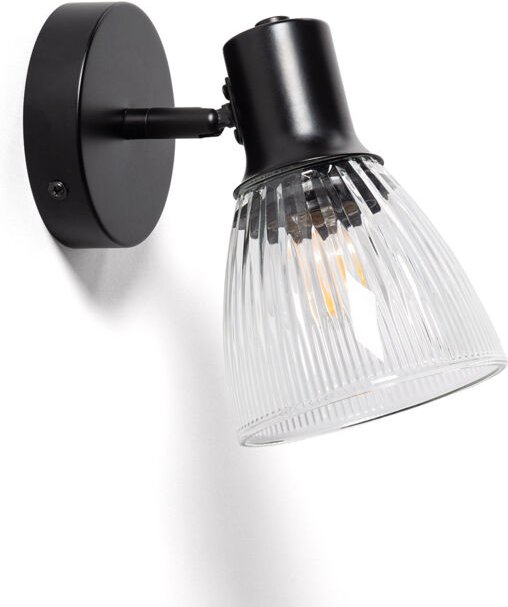 Wandleuchte aus Metall und Glas Aron Schwarz