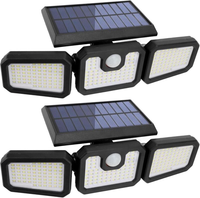 2er-Pack Solarleuchten für den Außenbereich, 210 LEDs, 2500 lm, Bewegungsmelder, Solarbeleuchtung, IP65, wasserdicht, 3-...