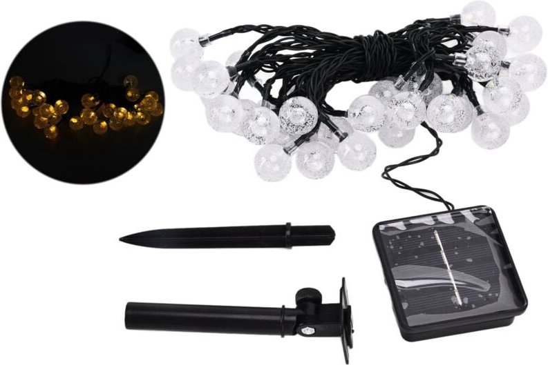 21 Fuß lange Solar-Lichterkette mit 30 LEDs, warmweiß und wasserdicht, für die Gartendekoration im Freien
