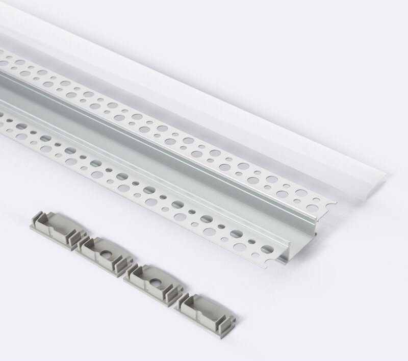Ledkia - Aluminiumprofil für Gipseinbau 2m für Doppelte LED-Streifen Milchweiße Klemme