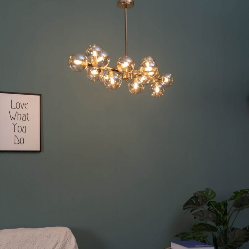 Kosilum - Warmer goldener Design-Lüster mit 14 Kugeln - Osanna