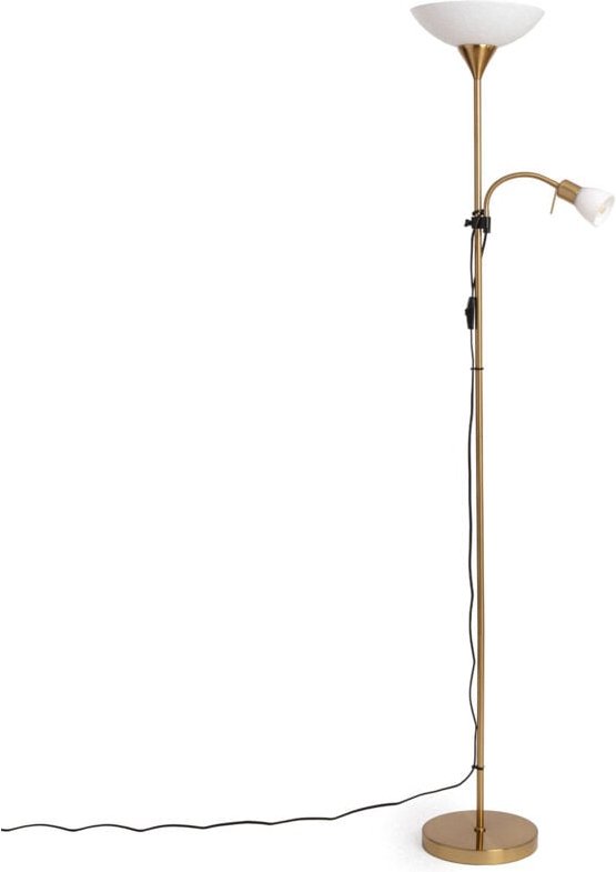 Thumbnail - Stehlampe Metall und Glas mit Leselicht Ussel Gold