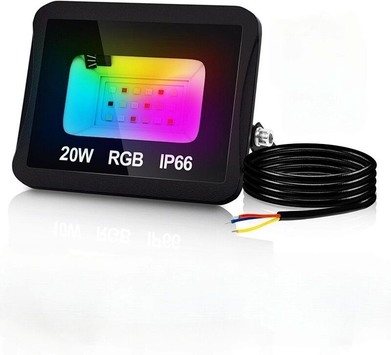 Wolketon RGB LED Strahler mit Fernbedienung, 20W RGB LED Flutlicht, 16 Farben & 4 Modi, IP66 LED Außenstrahler für Garte...