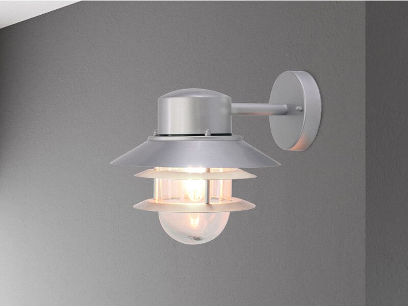 Meinewunschleuchte - led Wetterfeste Downlight Außen Wandlaterne aus Edelstahl, Silber Höhe 24cm