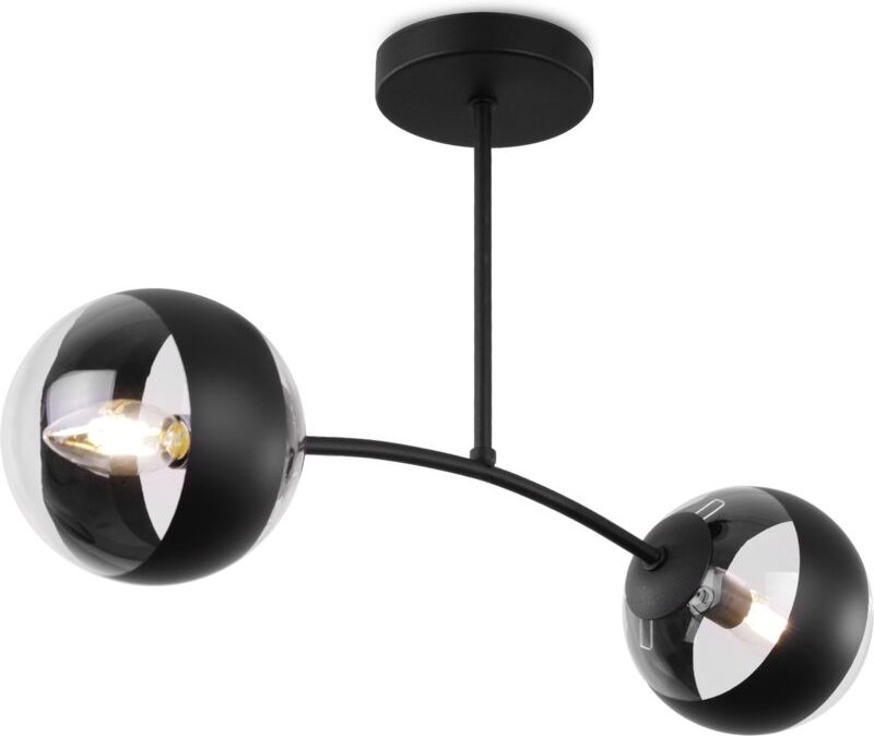 Toledo Schwarze Deckenleuchte 2 Flache Schwarze Lampenschirme E14