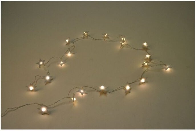 Buri - Lichterkette 20 LEDs Weihnachtsdeko Stern Blüte Hochzeit Leuchtdeko Batterie - Stern/Stoff