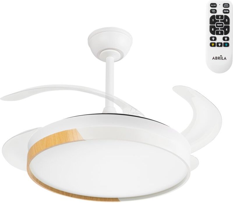 Greenice - Weiß/Buche LED-Deckenventilator 72W 7200LM cct dc Ultra Leise mit Fernbedienung und einziehbaren Flügeln Somm...