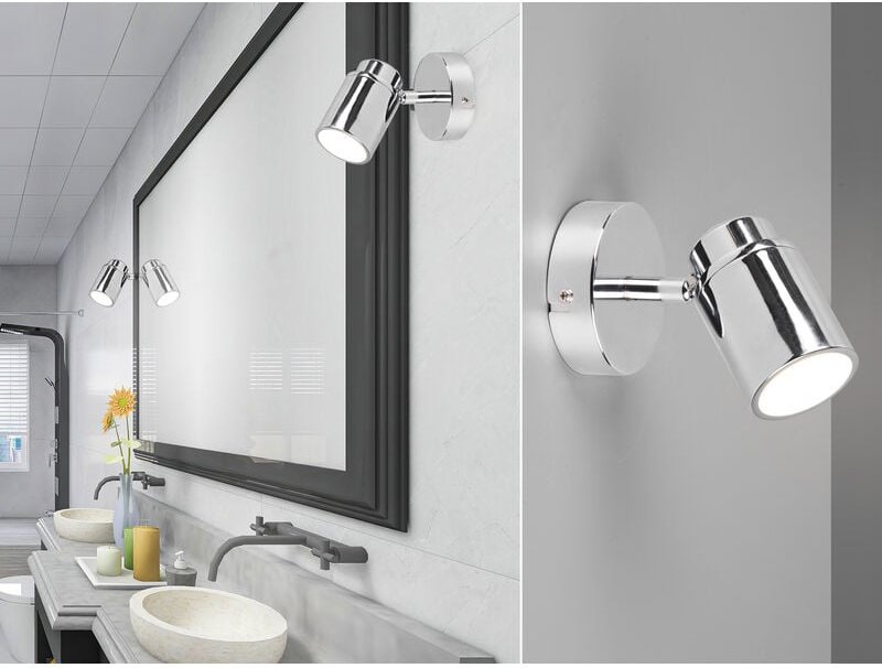 LED Wandstrahler Badezimmerlampe Silber Chrom, Breite 10,5cm