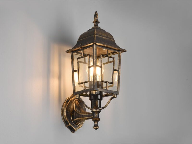 Antike Außenwandleuchte VOLTURNO Laterne stehend Rostoptik, Höhe 41cm