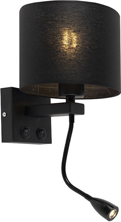 Moderne Wandleuchte schwarz mit schwarzem Schirm - Brescia