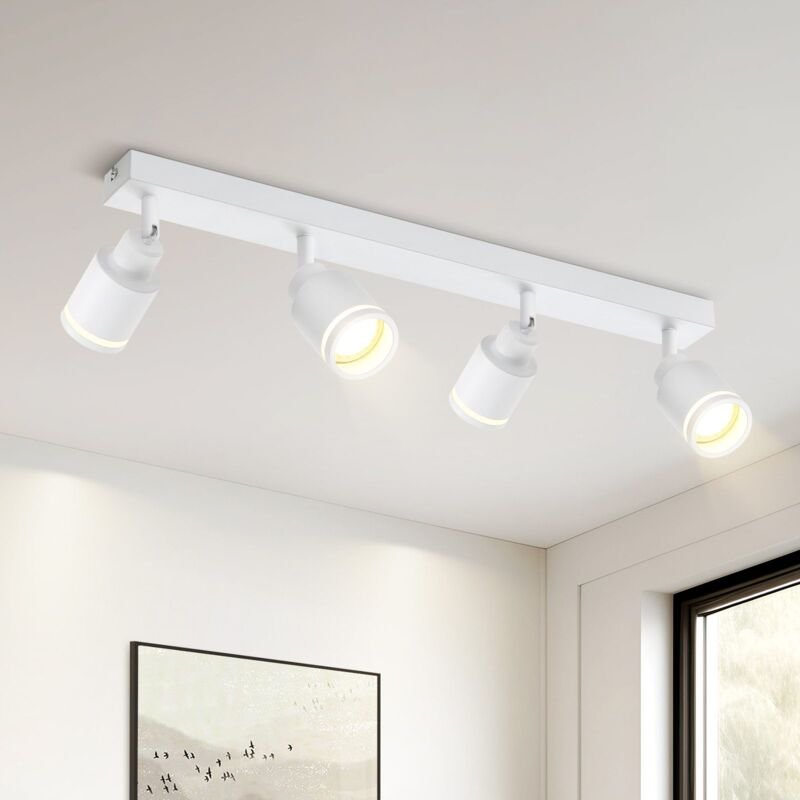 Deckenstrahler Modern Weiß Deckenleuchte: 4 Flammig Schwenkbar Deckenspot Flurlampe GU10 Deckenlampe Metall Innen Wandst...