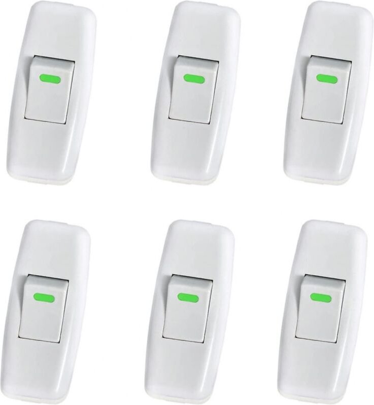 BEBUSINGOTO Lampenschalter, Nachttischlampenschalter, Inline-Wippschalter für Nachttischlampe auf Knopfersatz, 6er-Pack