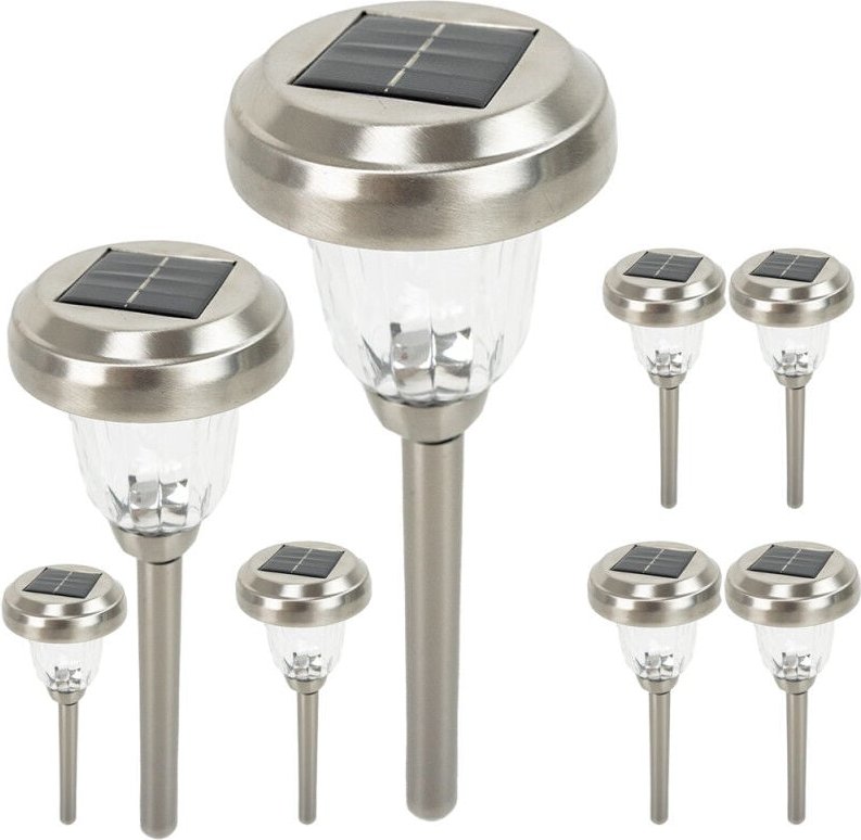 8 Stück Solarlampe Radiante led Warm/Kaltweiß mit Sensor – 600mAh, IP44, 10 Std. Beleuchtung – Garten, Terrasse
