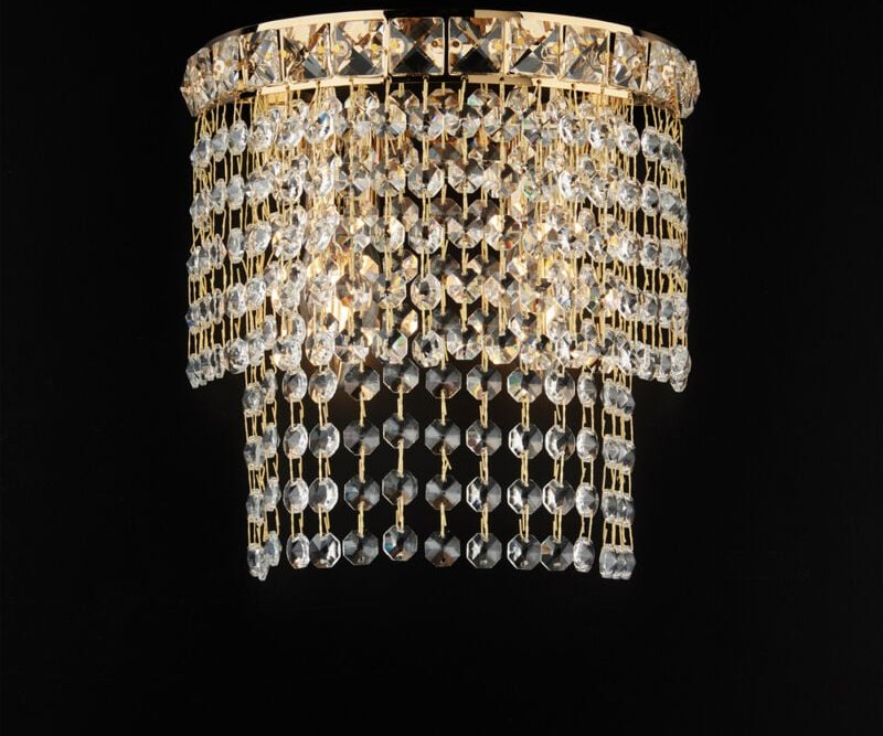 Wagner - Applikation aus Eisen und goldenem Messing mit Strasssteinen 2 Lichter .14 - P.21 - BL266-AP2-OR