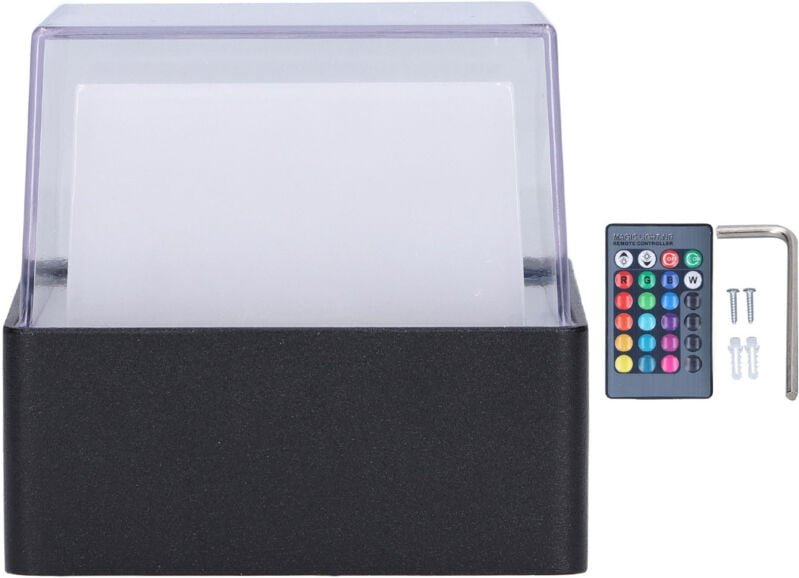 RGB-Außenwandleuchte mit Fernbedienung, elegantes quadratisches Design, korrosionsbeständig, helle Wandleuchte für Trepp...