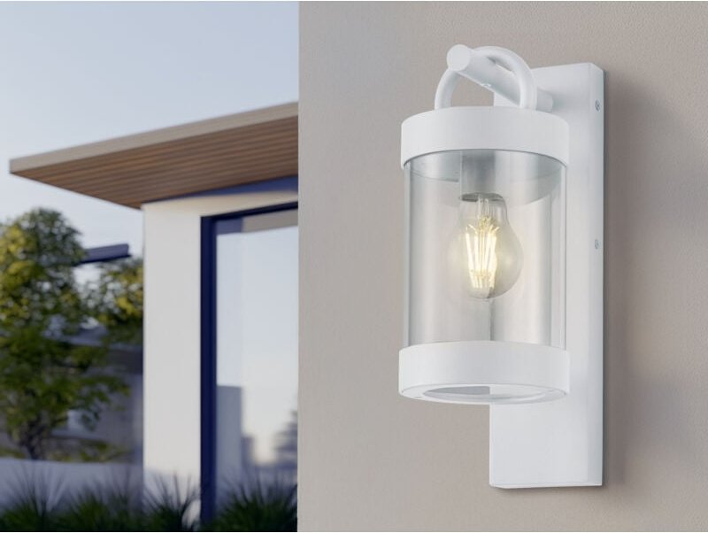 Meinewunschleuchte - led Außenwandleuchte Laterne im Landhausstil, Weiß, Höhe 33cm