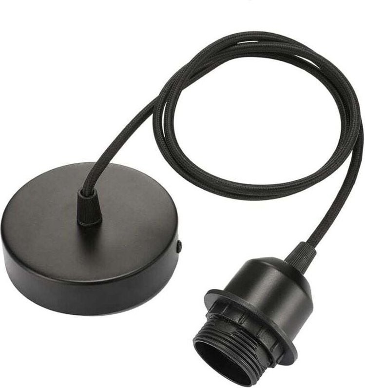 E27-Pendelleuchte mit Schraubring, 100 cm verstellbarem Textilkabel, kompatibel mit Lampenschirmen