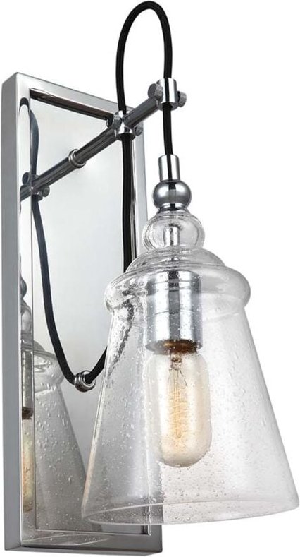 Wandleuchte Wandlampe Flurleuchte Chrom Eisen Glas b 14,6 cm Schlafzimmerlampe