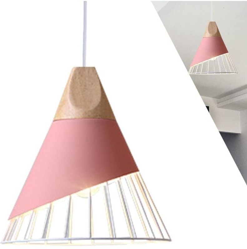 Moderne Industrielle Holz Pendelleuchte Metall Lampenschirm Deckenlampe E27 Einfacher Käfig Kronleuchter Kreative Verste...