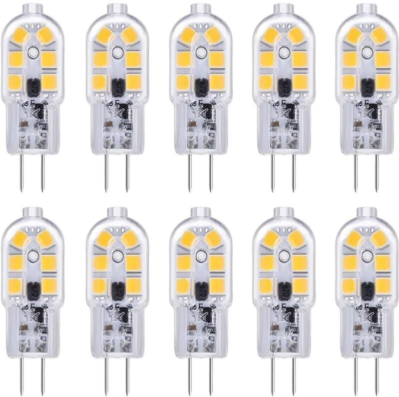 G4 LED-Lampe, 10er-Pack, G4-LED-Lampen, 12 V, 2 W, Kaltweiß 6000 K, 12 LEDs, Ersatz für 10–20 W G4-Halogenlampe, 200 lm,...