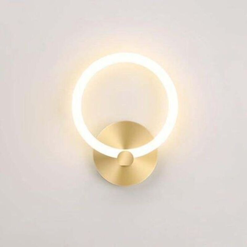 LED Wandleuchte Innen Gold Modern Runde Nachttischlampe 19cm Wohnzimmer Flur Wandlampe Schlafzimmer Dekor, 10W (3000K Wa...