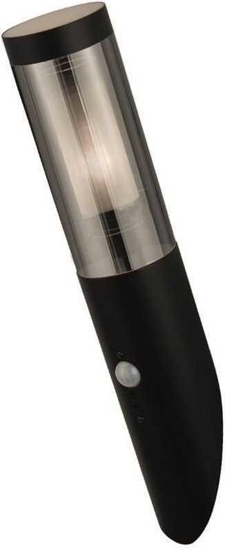 Außenwandlampe Edelstahl Bewegungsmelder E27 IP44 40 cm hoch Schwarz matt Rauchgrau länglich Modern