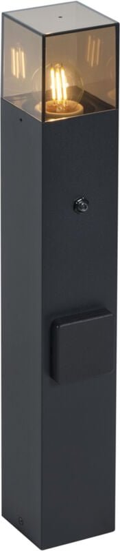 Moderne Wegeleuchte schwarz mit Rauchglas 50cm mit Dämmerungssensor IP44 - Dänemark