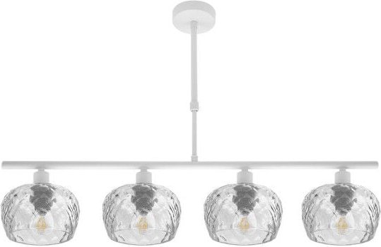 Fabrilamp - Estela Lampe 4xe14 Weiß Regx75x13 Cm / Lampenschirme aus transparentem geschliffenem Kristall